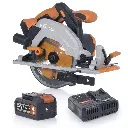 EVOLUTION POWER TOOLS - CIRKELZAAG R165CCS + ACCU + RAPID CHARGER INCLUSIEF MULTIMATERIAAL ZAAGBLAD