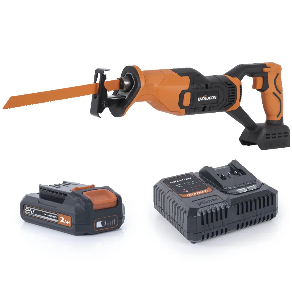 EVOLUTION POWER TOOLS - RECIPROZAAG R150RCP + ACCU + RAPID CHARGER