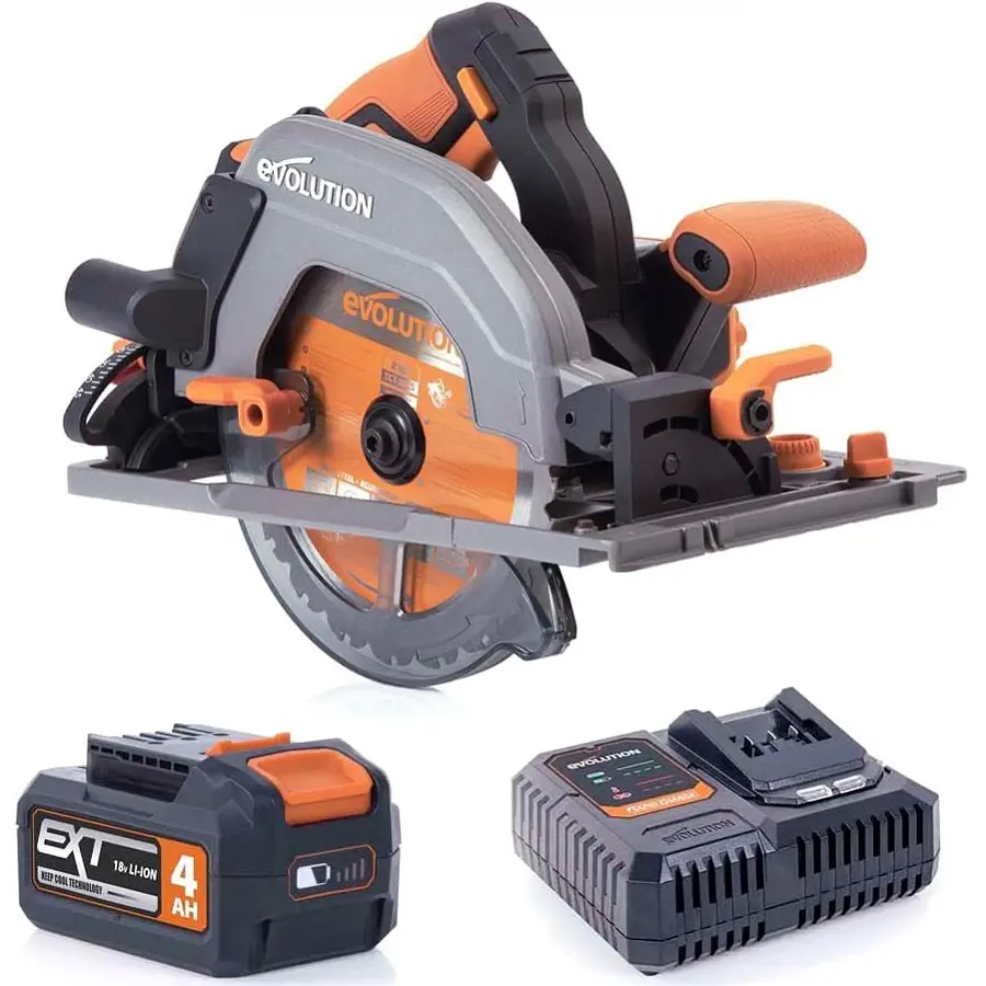 EVOLUTION POWER TOOLS - KREISSÄGE R185CCSX + AKKU + SCHNELLLADEGERÄT