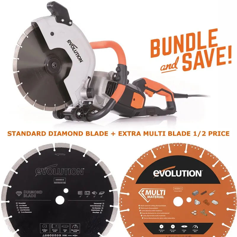 EVOLUTION POWER TOOLS - ENSEMBLE R300DCT + LAME DIAMANTEE PREMIUM