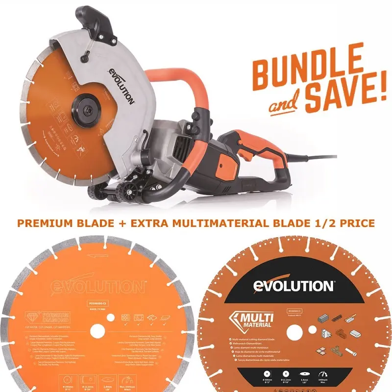 EVOLUTION POWER TOOLS - ENSEMBLE R300DCT + LAME MULTIFONCTIONNELLE