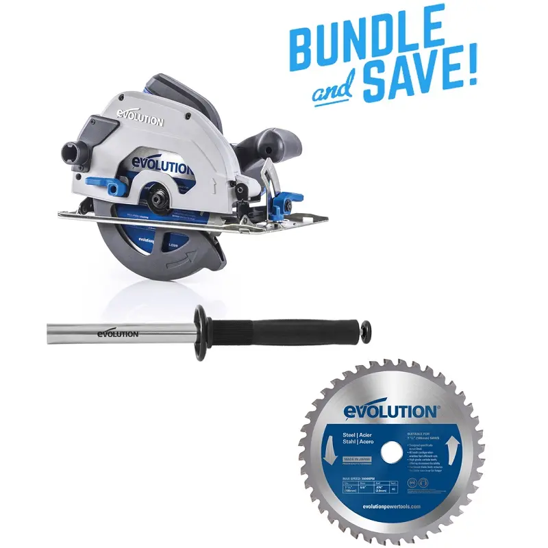 EVOLUTION POWER TOOLS - KOMBI-SET S185CCSL + METALLSÄGEBLATT + CYCLONE-ABSAUGSYSTEM