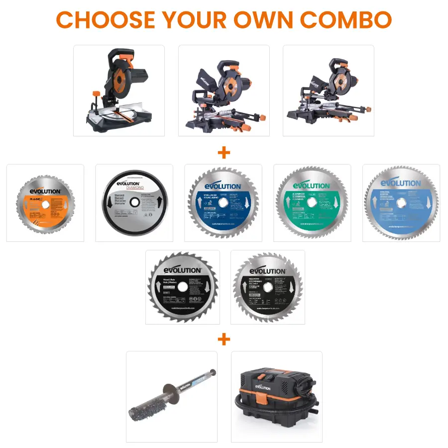 EVOLUTION POWER TOOLS - COMBO R210 + CYCLONE OU ASPIRATEUR
