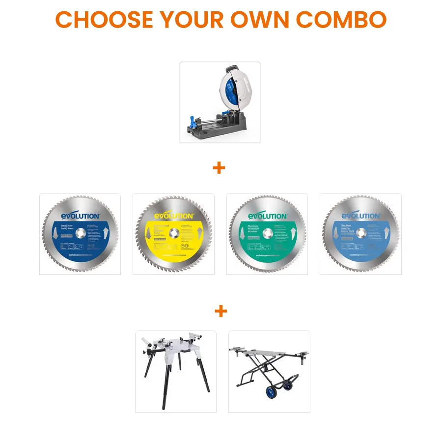 EVOLUTION POWER TOOLS - COMBO S355CPS + LAME DE SCIE + SUPPORT