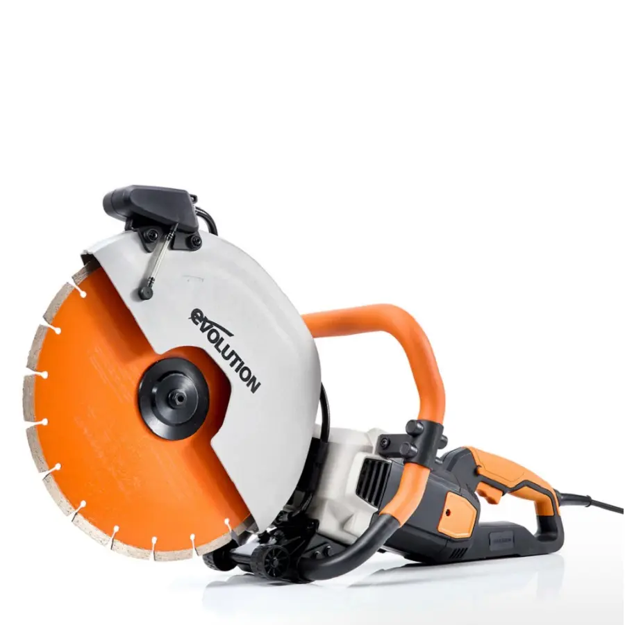 EVOLUTION POWER TOOLS - ELEKTRISCHE DISCCUTTER MET PREMIUM DIAMANTZAAGBLAD R350DCT+ +STOFONDERDRUKKING