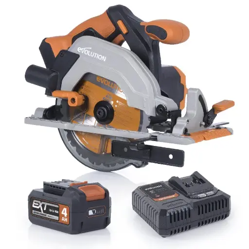 [614.LI.R165CCS] EVOLUTION POWER TOOLS - CIRKELZAAG R165CCS + ACCU + RAPID CHARGER