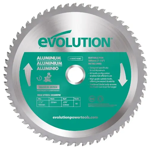 [614.EVOMIT.185.ALU] EVOLUTION POWER TOOLS - SAW BLADE ALUMINUM 185 MM FOR MITRE AND TABLE SAWS