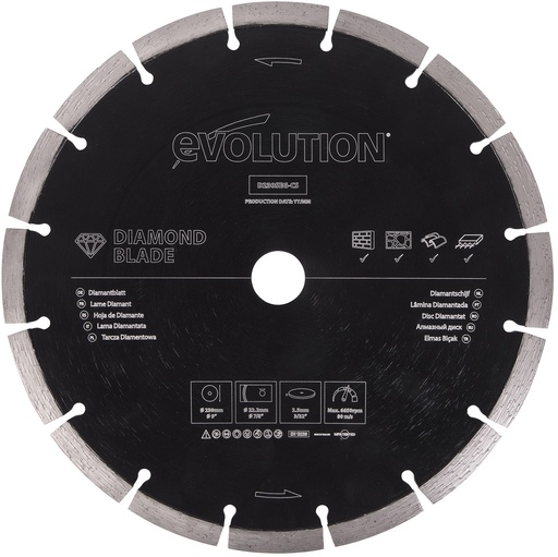 [614.EVO.GENERAL.230] EVOLUTION POWER TOOLS - DIAMOND BLADE GENERAL USE 230 MM FOR DISC CUTTERS