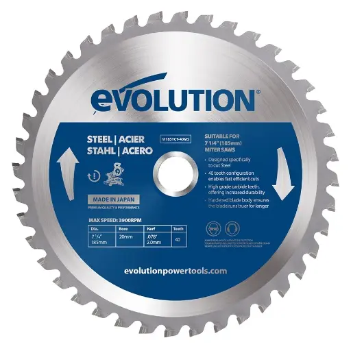 [614.EVOMIT.185.IJZER] EVOLUTION POWER TOOLS - SÄGEBLATT WEICHSTAHL - MS