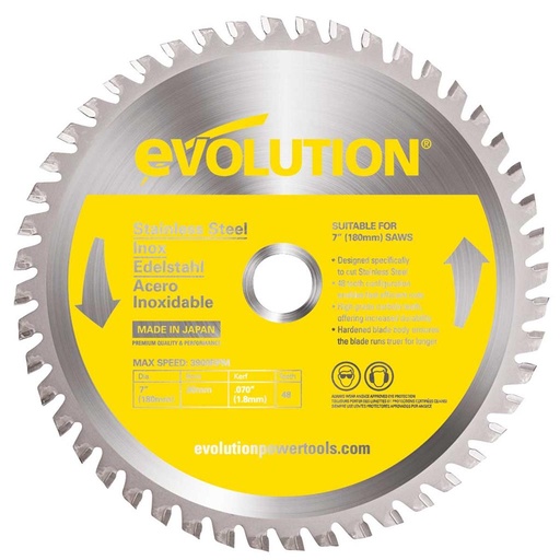 [614.EVO.180.INOX] EVOLUTION POWER TOOLS - LAME DE SCIE INOX - CS