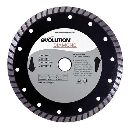 [614.EVO.RAGE1.185DIA] EVOLUTION POWER TOOLS - ZAAGBLAD RAGE 1 DIAMANT