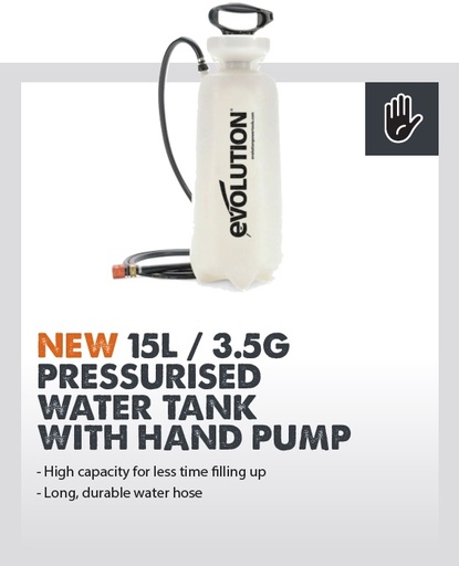 [614.WATERTANK.HAND] EVOLUTION POWER TOOLS - RESERVOIR EAU A PRESSION AVEC POMPE MAIN R300DCT+