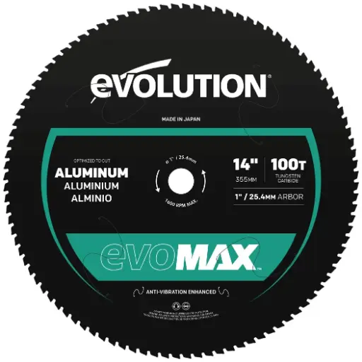 [614.DRYCUT.MAX.355.ALU] EVOLUTION POWER TOOLS - EVO MAX SAW BLADE ALUMINIUM 355 MM FOR CIRCULAR AND CHOP SAWS
