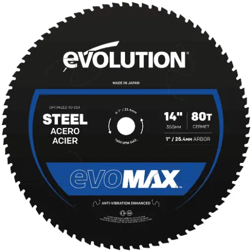 [614.DRYCUT.MAX.355.IJZER] EVOLUTION POWER TOOLS - EVOMAX ZAAGBLAD ZACHT STAAL - CS