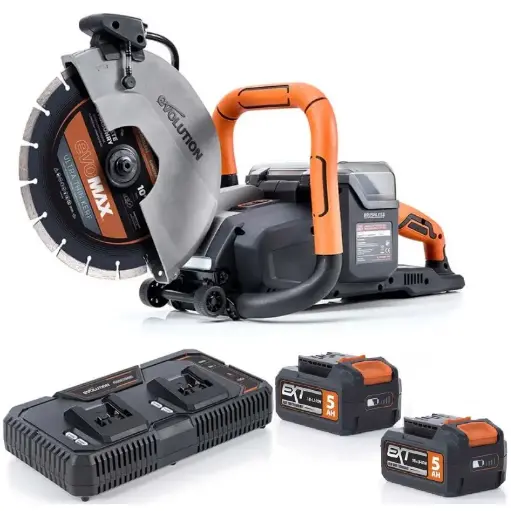 [614.BS.R260DCTLI.ACCU.5AH] EVOLUTION POWER TOOLS - COMBOPACK R260DCT-LI + 2 ACCU'S 5AH + LAADSTATION