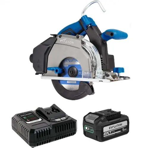[614.LI.S165CCS] EVOLUTION POWER TOOLS - KREISSÄGE S165CCS-LI + AKKU + SCHNELLLADEGERÄT INKLUSIVE SÄGEBLATT FÜR WEICHSTAHL